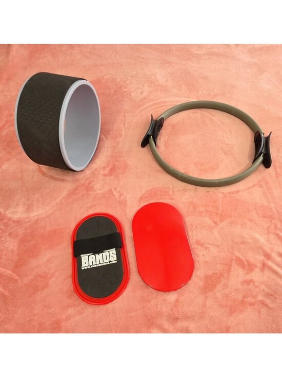 BANDS Other - Yoga Wheel, Pilates Ring And BANDS Sliding Discs. Set 4pc Black/Gray/Red